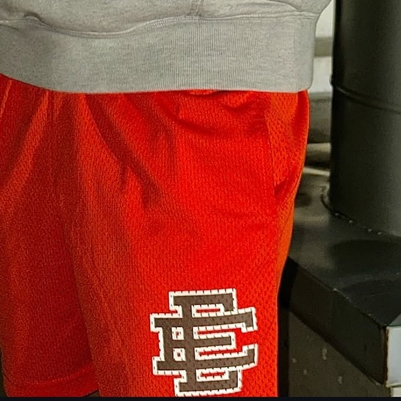 Orange Athletic Mesh Shorts with Interlocked Logo EE